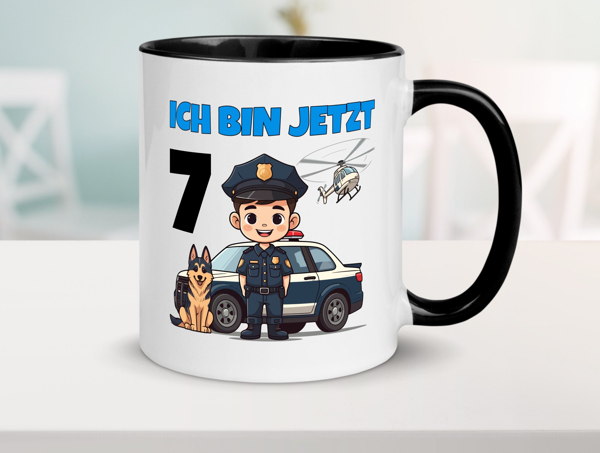 7. Geburtstag | 7 Jahre Polizei Kind Polizeiauto Humor Geschenkidee Tasse