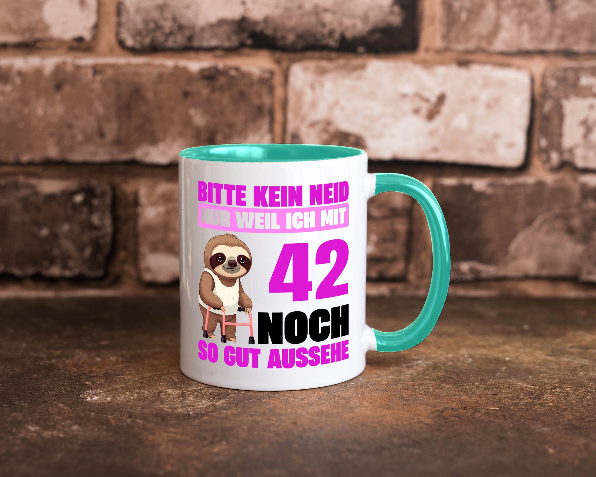42. Geburtstag | Bitte kein neid Faultier 42 Jahre Geschenkidee Humor Tasse