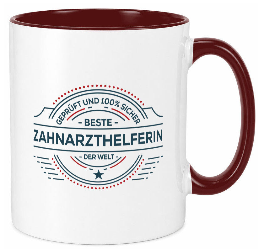 Geprüft und sicher: Zahnarzthelferin | Zahnmedizin Humor Geschenkidee Tasse