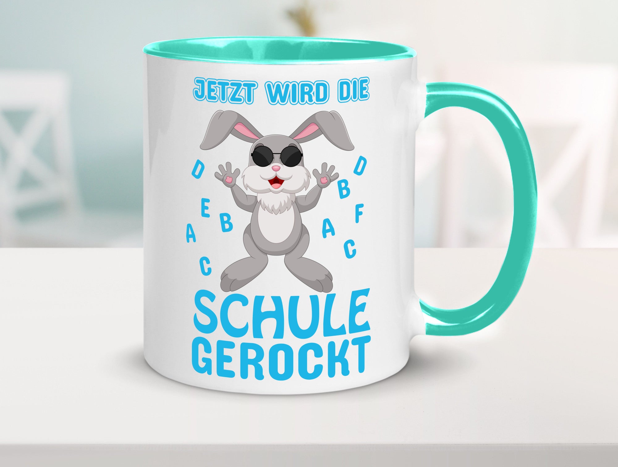 Schule wird gerockt | Schulbeginn Tasse cooler Hase lustiger Spruch Geschenk