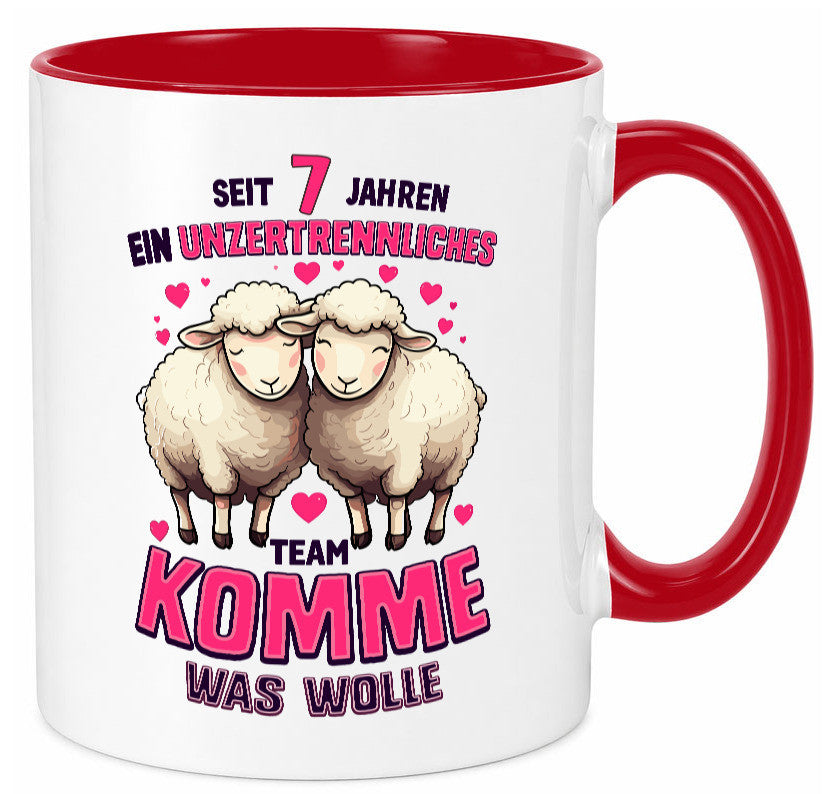 7 Jahre Verheiratet | ein Team Ehepaar v2 lustig Humor Geschenkidee Geschenk Tasse