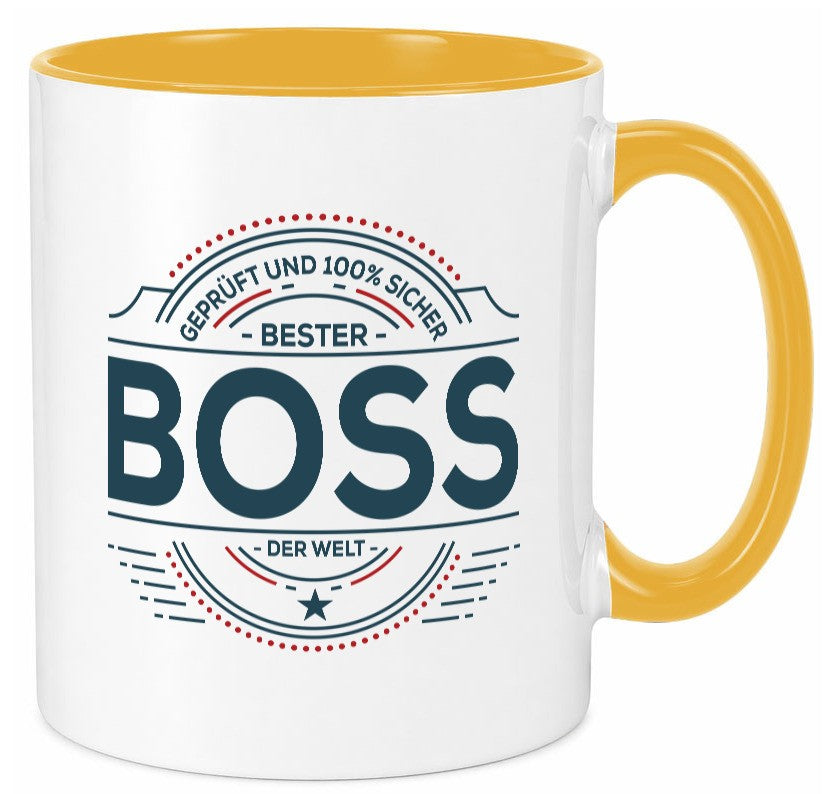 Geprüft und sicher: Boss | Führungskraft Vorgesetzter lustiger Spruch Geschenk Tasse