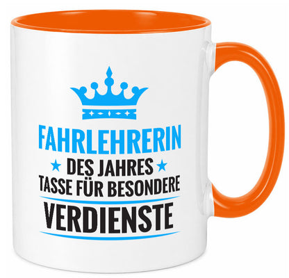 Besonderer Verdienst: Fahrlehrerin| Fahrschule lustiger Spruch Geschenk Humor Tasse