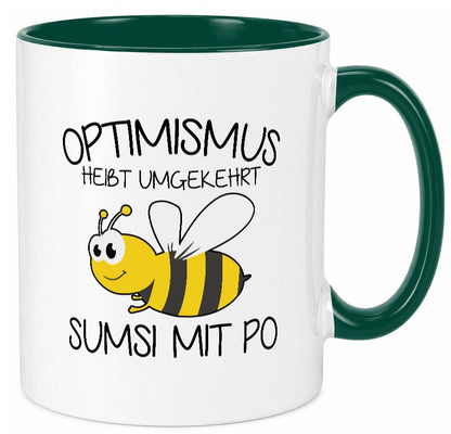 Optimismus umgekehrt heißt Sumsimitpo | Biene lustiger Spruch Geschenk Humor Tasse