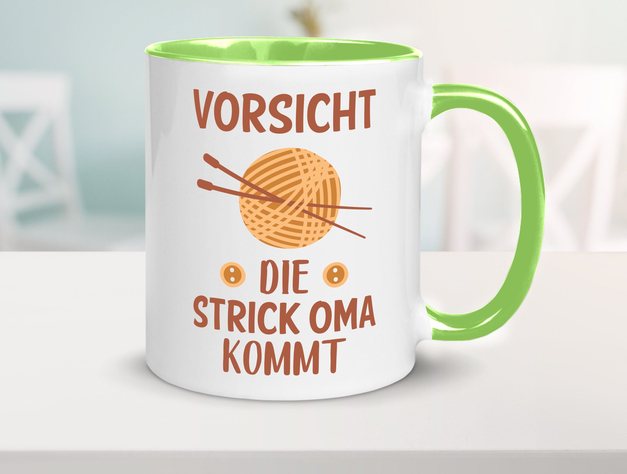 Vorsicht, Strickoma kommt | Wolle Stricknadeln Humor Familie Geschenkidee Tasse
