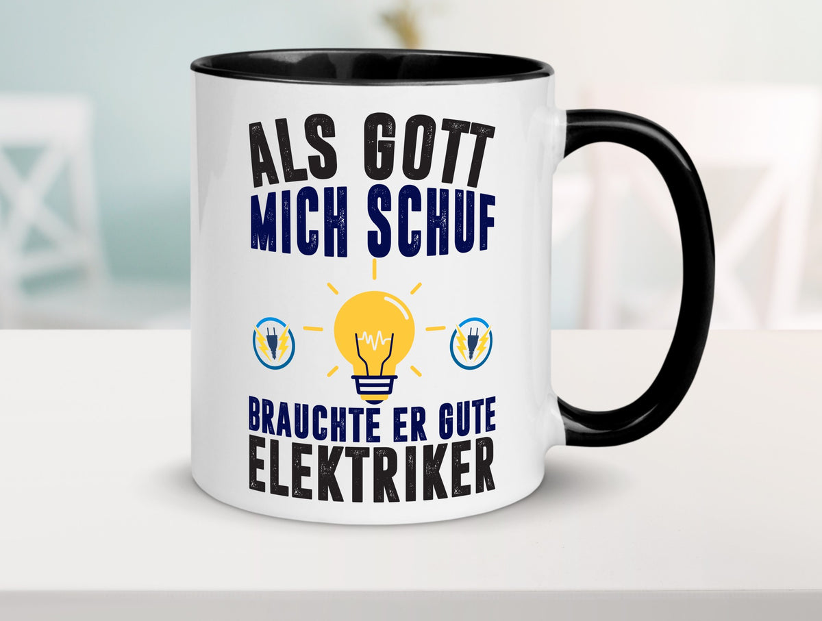 Als mich Gott schuf | Elektriker Arbeit Humor Kollegen Büro Geschenkidee Tasse