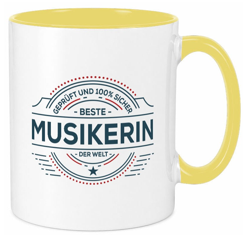 Geprüft und sicher: Musikerin | Musik Musikantin lustig Humor Geschenkidee Tasse