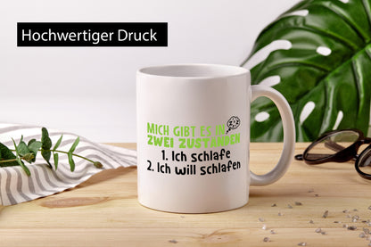 Zwei Zustände | Schlaf Faulpelz Schlafmütze Müdigkeit lustig Humor Geschenkidee