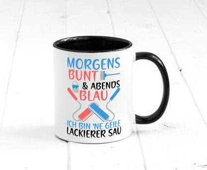 Morgens bunt und abends blau | Lackierer witziger Spruch lustig Humor Tasse