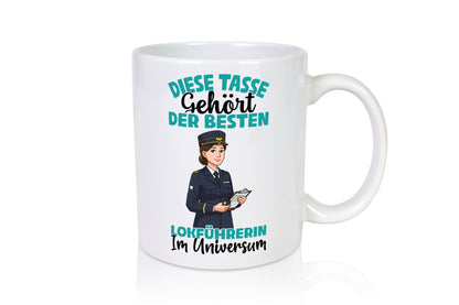 Im Universum: Lokführerin | Zug Beruf lustig Arbeit Kollegen Büro Geschenk Tasse