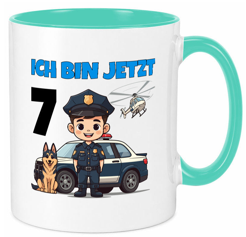 7. Geburtstag | 7 Jahre Polizei Kind Polizeiauto Humor Geschenkidee Tasse