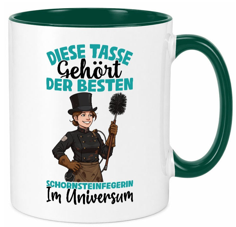 Im Universum: Schornsteinfegerin | Kaminkehrer lustiger Spruch Geschenk Humor Tasse