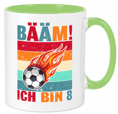 8. Geburtstag | Bääm ich bin 8 Fußball Geschenk Geschenkidee lustiger Spruch Tasse