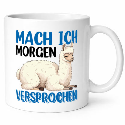 Mach ich morgen Versprochen | Lama Faul lustiger Spruch Geschenk Humor