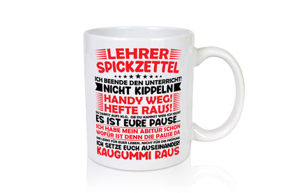 Lehrer Spickzettel | Beruf Tasse lustiger Spruch vl9 lustig Arbeit Kollegen