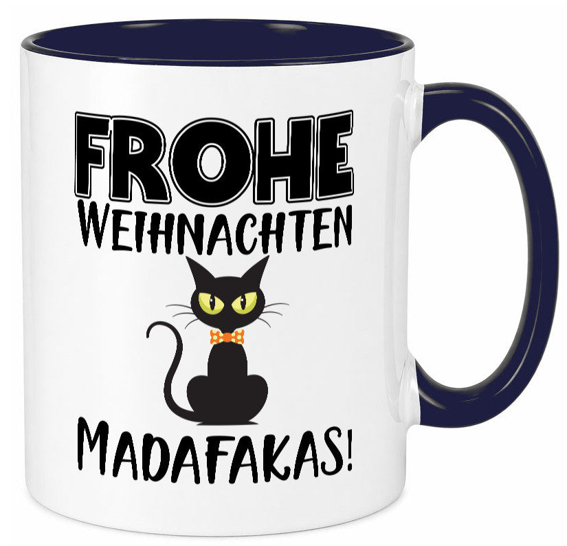 Frohe Weihnachten Madafakas! | Katze Tasse Vintage lustiger Spruch Geschenk
