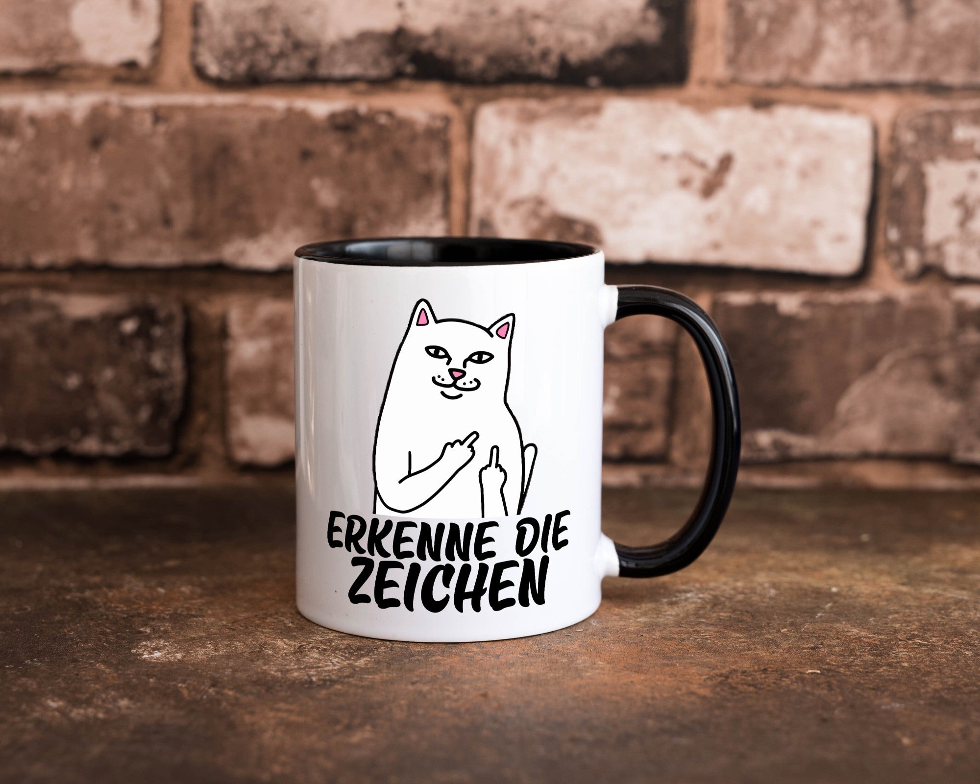 Erkenne die Zeichen | Katze Schatten Mittelfinger Geschenk Tierliebhaber Humor