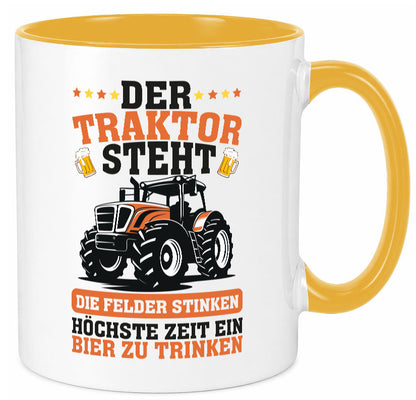 Der traktor steht | Felder Stinken Bier trinken Bauer lustiger Spruch Geschenk Tasse