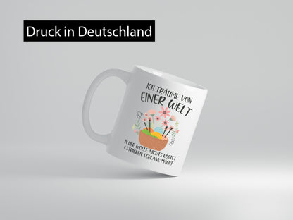 Träume von Wolle die nichts kostet | Korb Strick Blumen lustiger Spruch