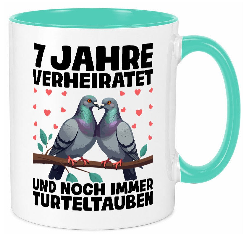 7 Jahre verheiratet | Turteltauben Ehe Ehepaar Geschenkidee Humor Tasse