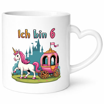 6. Geburtstag | Prinzessin in Kutsche Einhorn Geschenkidee Humor Tasse