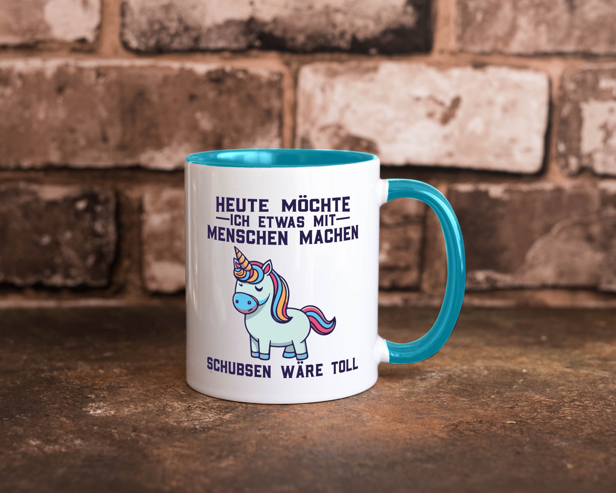 Heute möchte ich Menschen schubsen | Einhorn v2 Geschenk Humor Geschenkidee