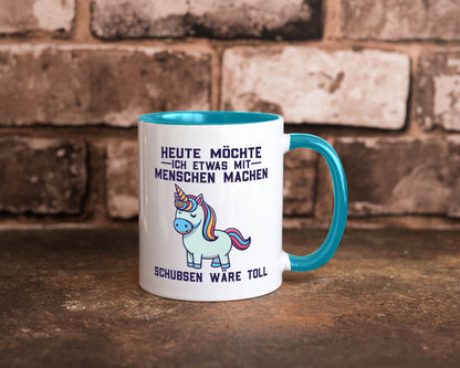 Heute möchte ich Menschen schubsen | Einhorn v2 Geschenk Humor Geschenkidee