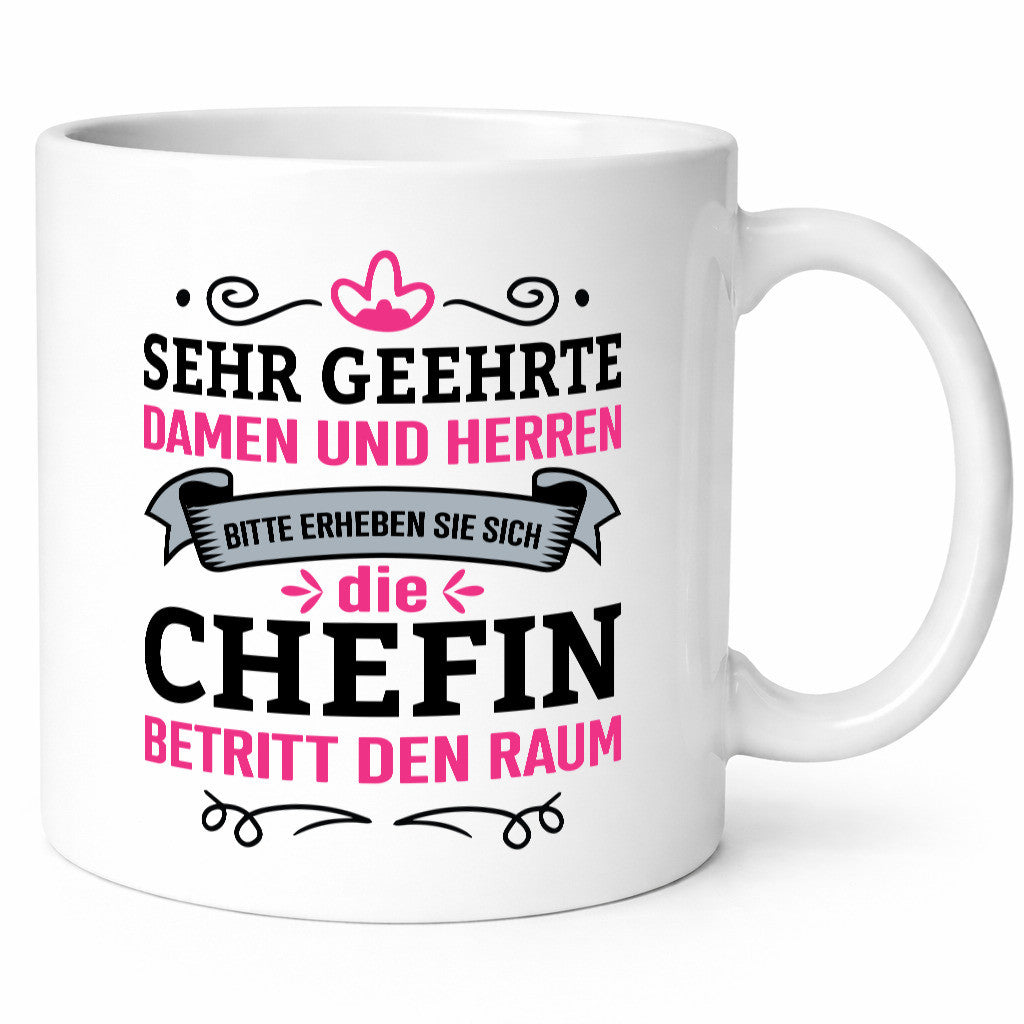 Steht auf | Chefin betritt den Raum Chef Bossin Humor Arbeit Kollegen