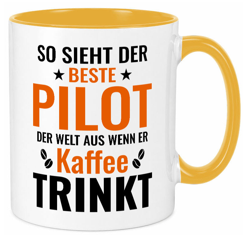Kaffee trinkt: Pilot | Flugzeug Piloten lustiger Spruch Geschenk Humor