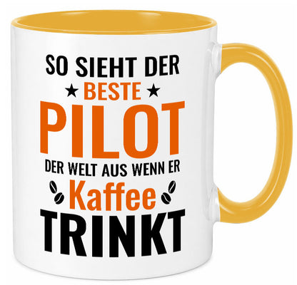 Kaffee trinkt: Pilot | Flugzeug Piloten lustiger Spruch Geschenk Humor