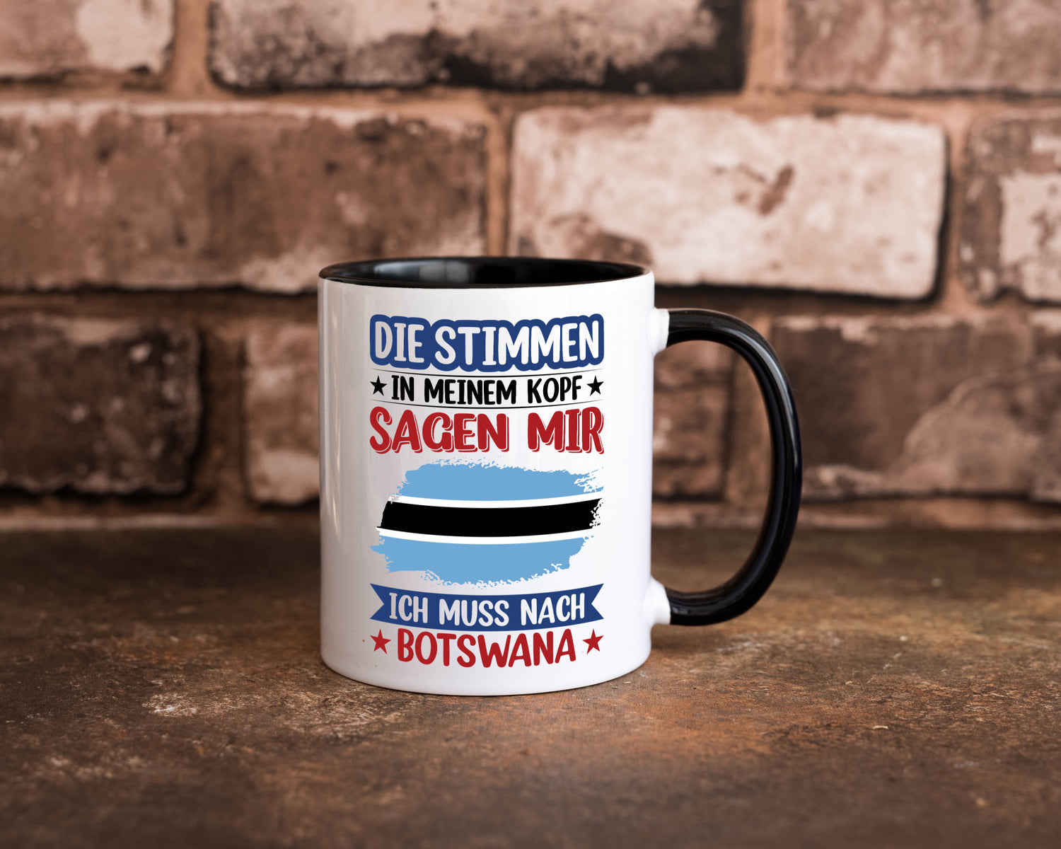 Botswana | Urlaub Stimmen in meinem Kopf Traumland Geschenkidee Humor Tasse