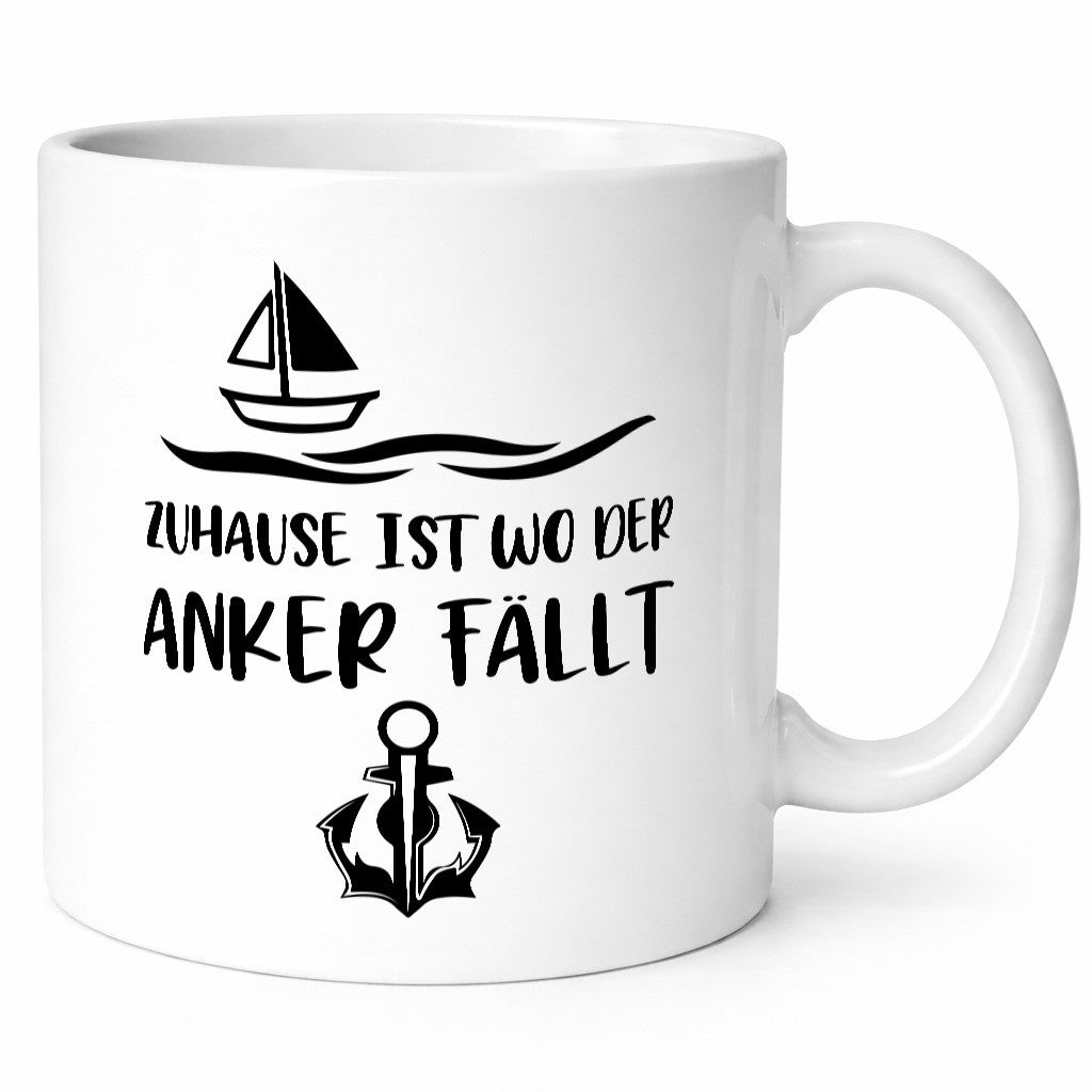 Zuhause ist wo der Anker Fällt | Kapitän Geschenkidee Humor Tasse