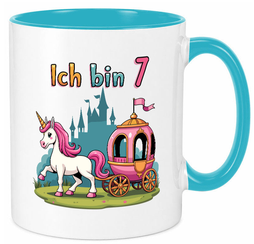 7. Geburtstag | Prinzessin in Kutsche Einhorn lustiger Spruch Geschenk