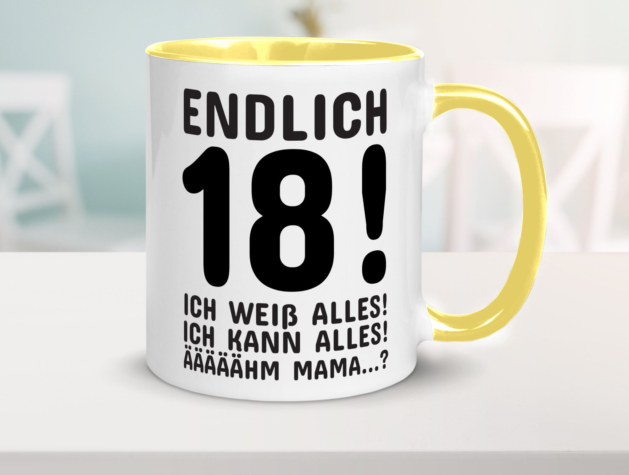 Endlich 18 | Geburtstag Tasse volljährig Erwachsen lustig Geschenkidee Geschenk