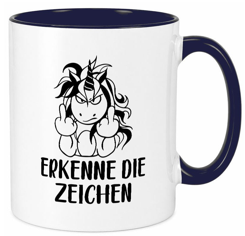 Erkenne die Zeichen | Stinkefinger Humor Geschenkidee Tasse