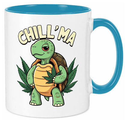 Chill ma | Cannabis Schildkröte v2 Geschenk Humor Geschenkidee lustiger Spruch Tasse
