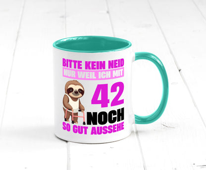 42. Geburtstag | Bitte kein neid Faultier 42 Jahre Geschenkidee Humor Tasse