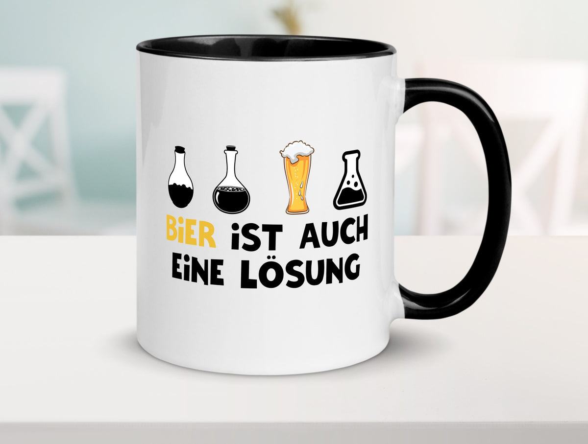 Bier ist auch eine Lösung | Bierliebhaber Biertrinker Geschenk Humor Tasse