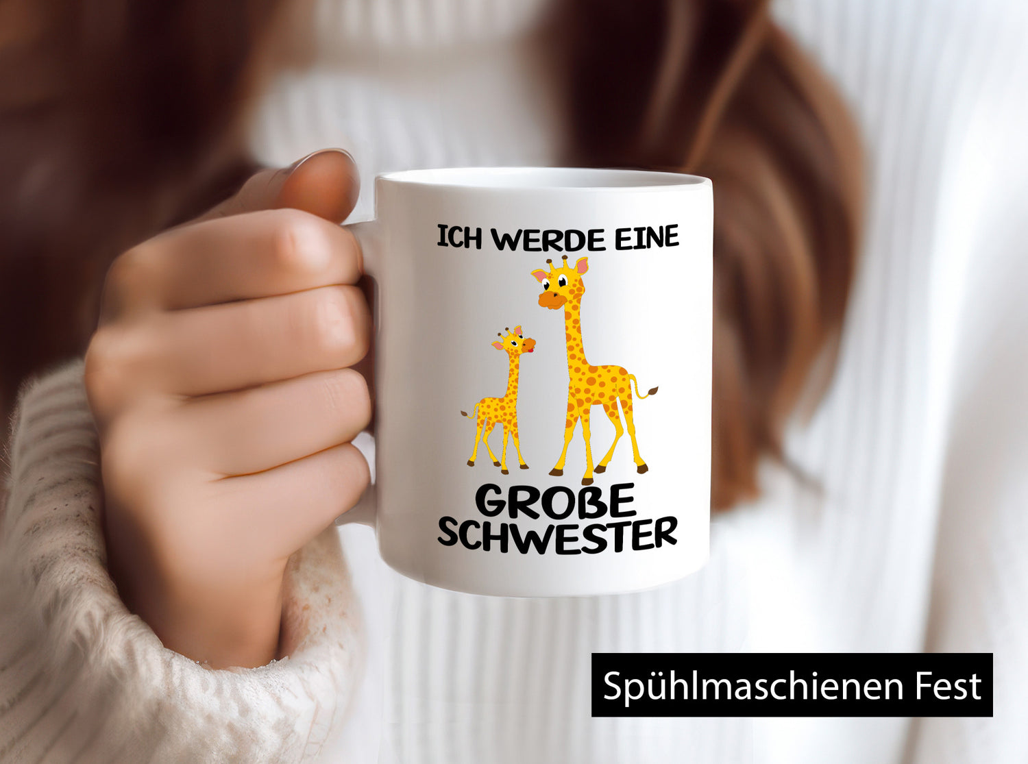 Ich werde eine große Schwester | Geschwister Giraffe Humor Geschenkidee Tasse