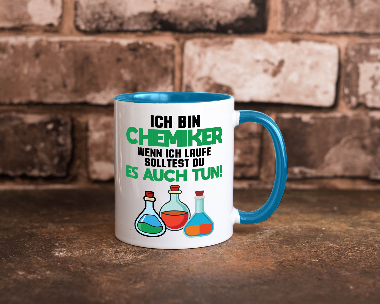 Ich bin chemiker wnen laufe solltest du es auch tun Humor Geschenkidee Tasse