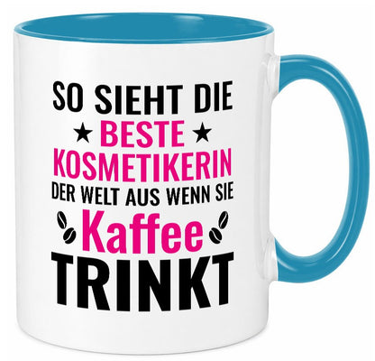Kaffee trinkt: Kosmetikerin | Kosmetik Stylistin lustig Humor Geschenkidee Tasse