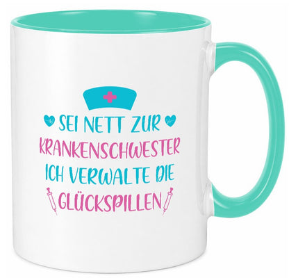 Krankenschwester verwaltet Glückspille | Herzschlag |Spritze lustig Humor Tasse