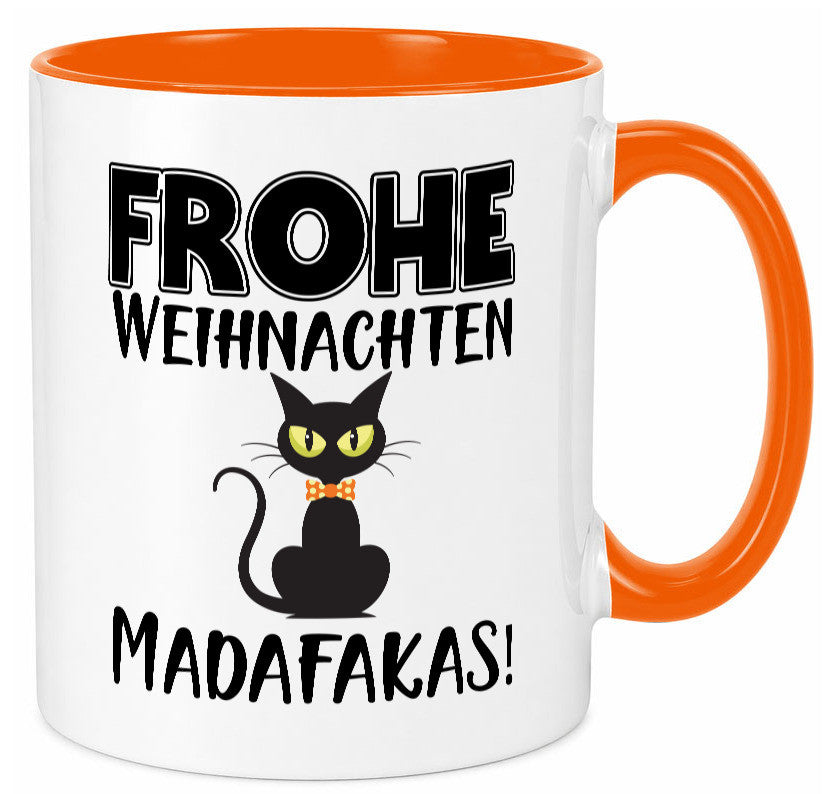 Frohe Weihnachten Madafakas! | Katze Tasse Vintage lustiger Spruch Geschenk