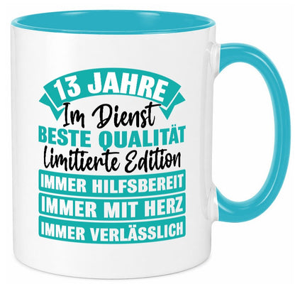 13 Jahre im Dienst | Jubiläum Arbeit lustiger Spruch Geschenk Kollegen Büro Tasse