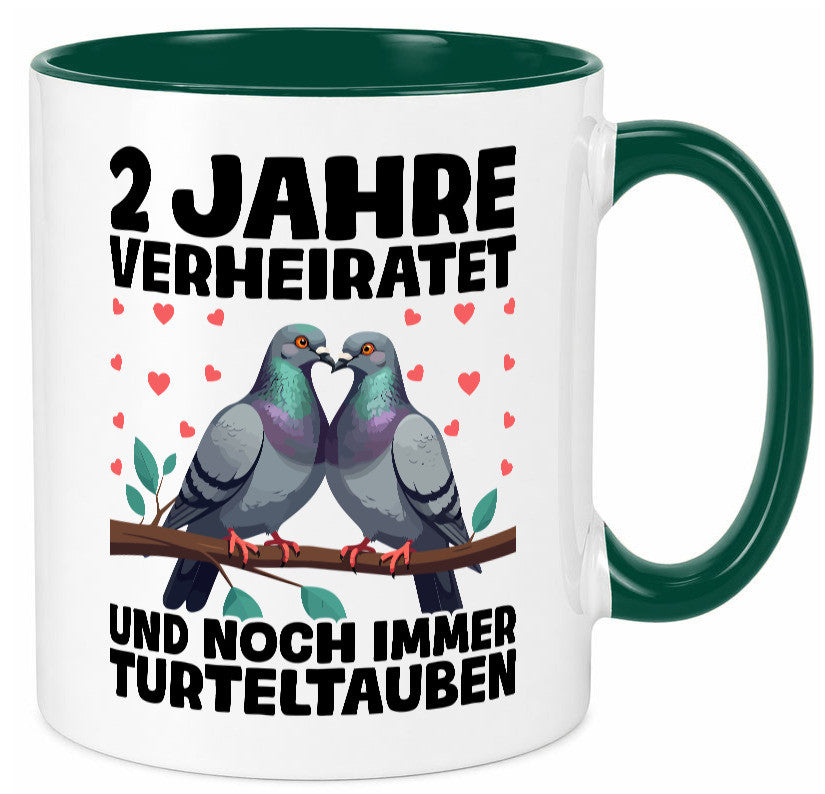 2 Jahre verheiratet | Turteltauben Ehe Ehepaar lustig Humor Geschenkidee Tasse