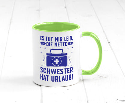 Nette Schwester hat Urlaub | Arztkoffer Tabletten lustiger Spruch Geschenk