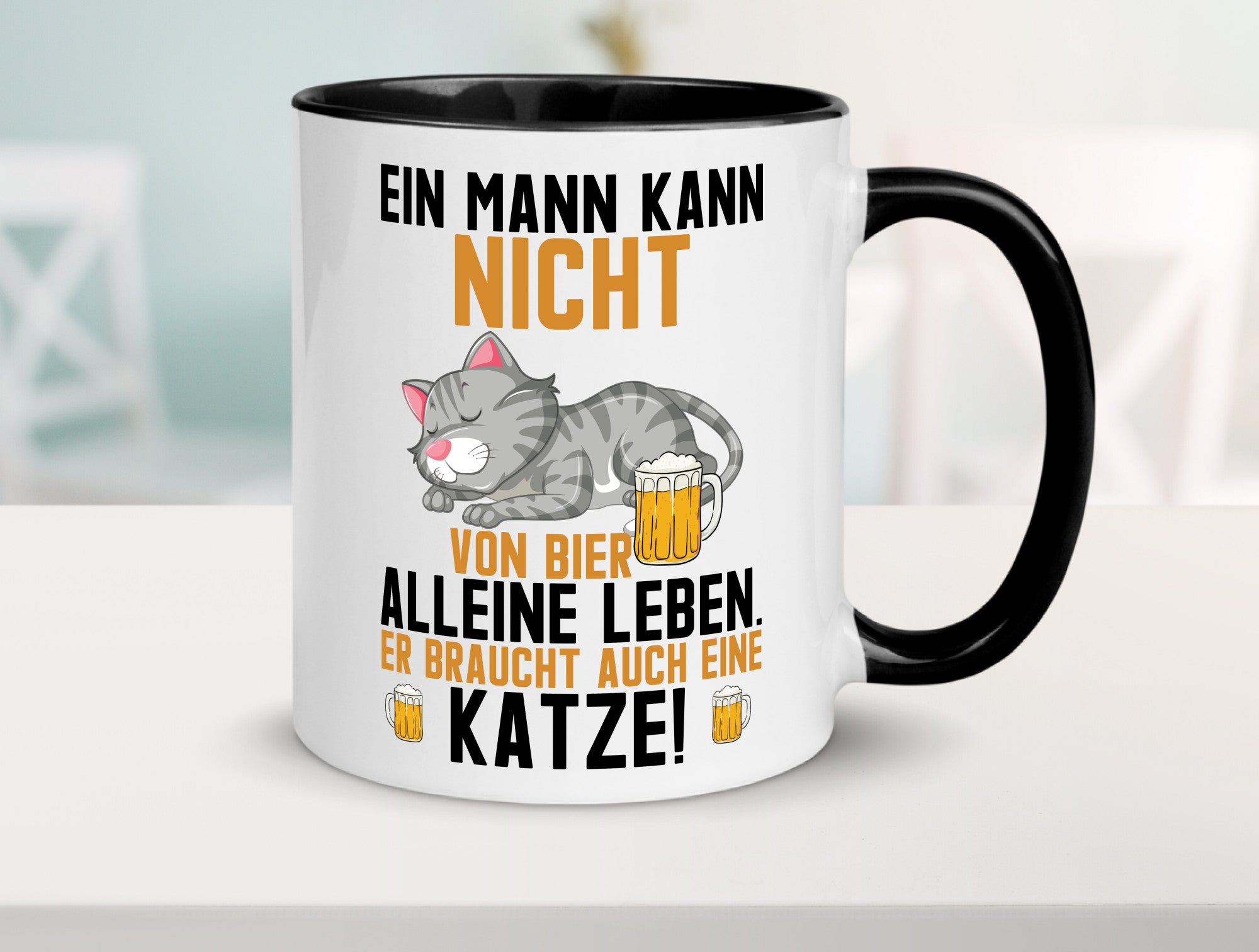 Von Bier leben | Mann braucht eine Katze Katzenliebhaber Geschenk Tierliebhaber
