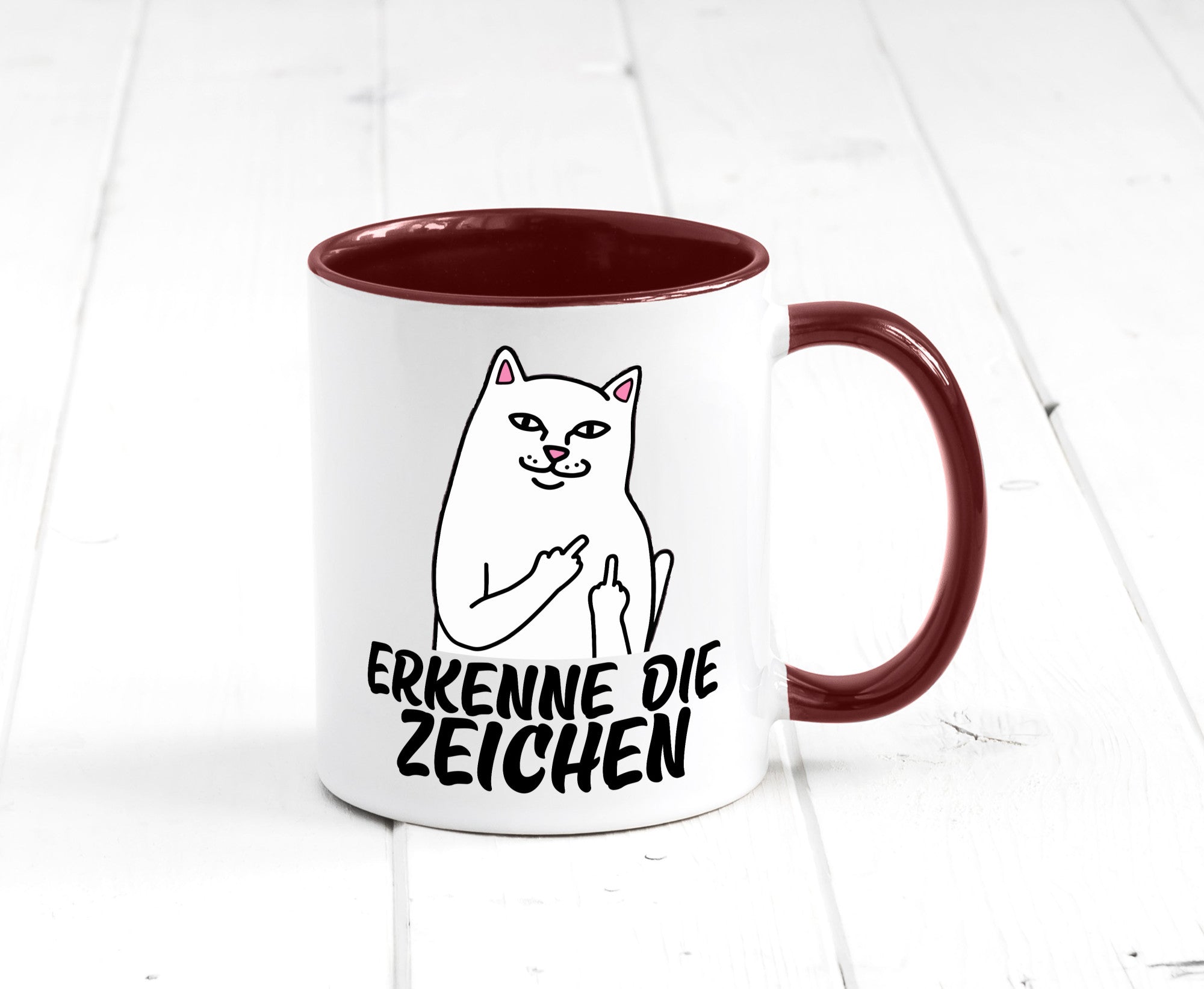 Erkenne die Zeichen | Katze Schatten Mittelfinger Geschenk Tierliebhaber Humor