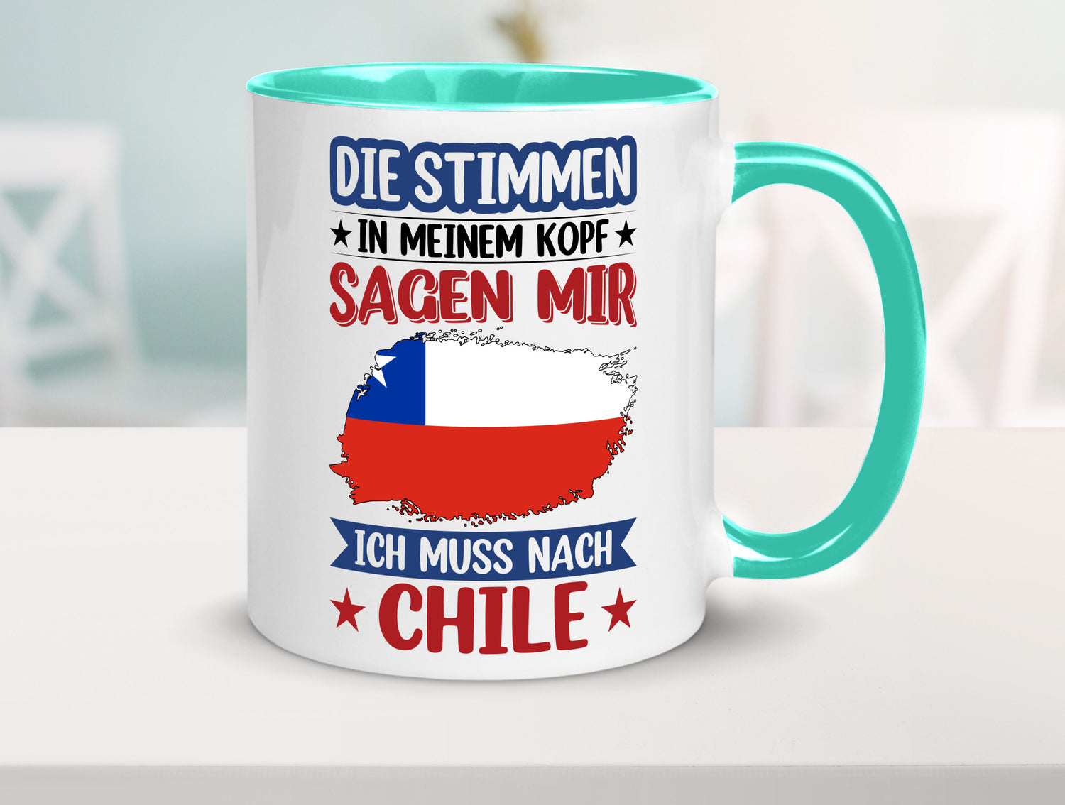 Chile | Urlaub Stimmen in meinem Kopf Traumland Geschenkidee Humor Tasse