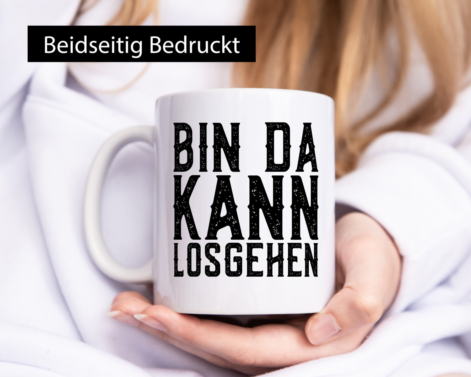 Bin da kann losgehen | Arbeit Geschenk Kollegen Büro lustiger Spruch Tasse
